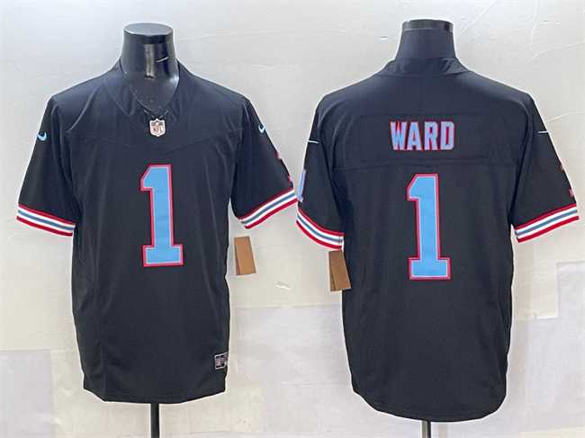 Men%27s Tennessee Titans #1 Cameron Ward Black 2025 Draft F.U.S.E. Vapor Limited Stitched Jersey